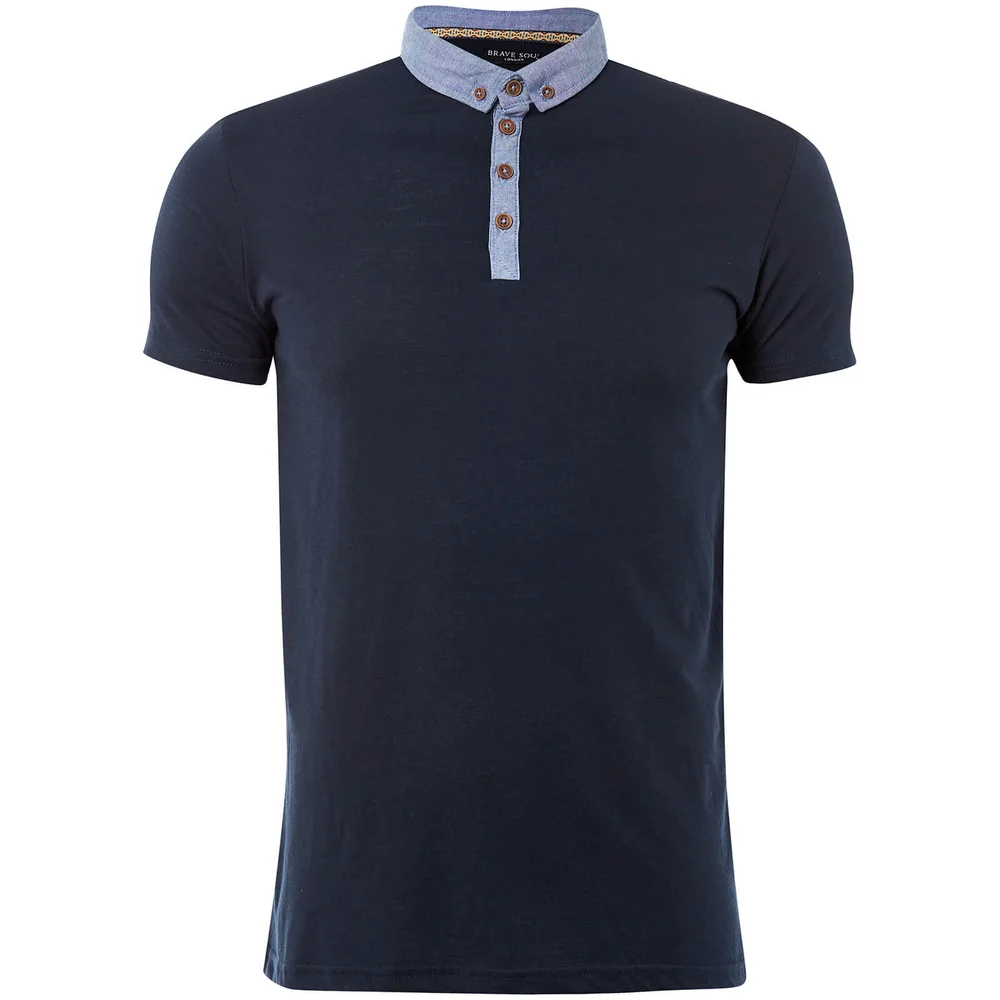 Brave Soul Men's Chimera Polo Shirt - Navy - S - Navy Image 1