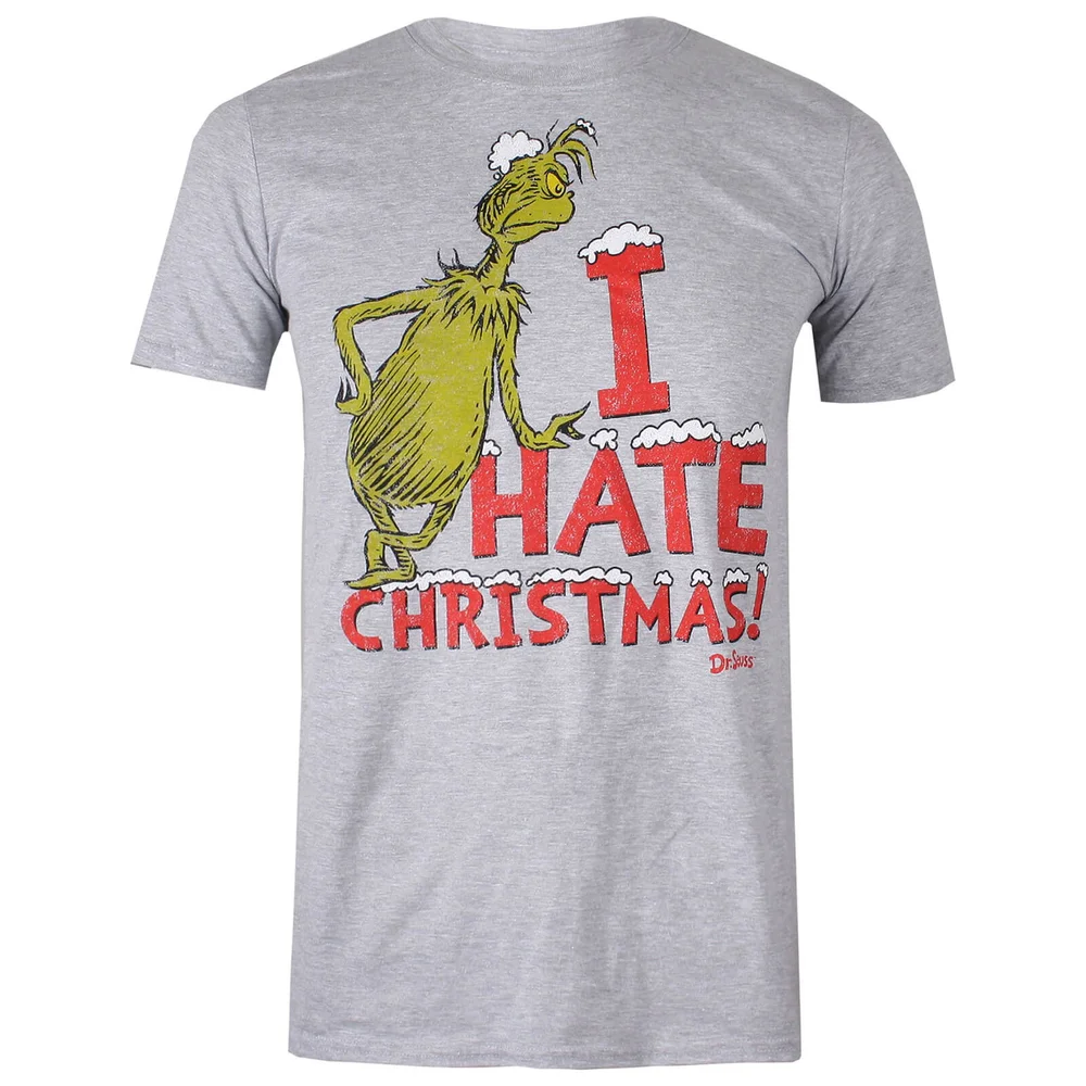 The Grinch Men's Christmas Vintage Hate T-Shirt - Grey Marl - S Image 1