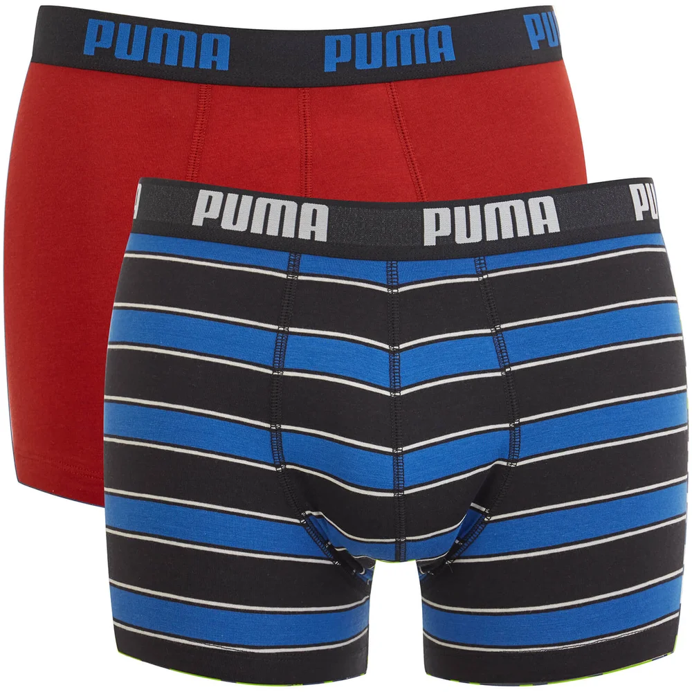 Puma Men's 2 Pack Rugby Stripe Boxers - Blue/Red - S - Blue/Red Image 1