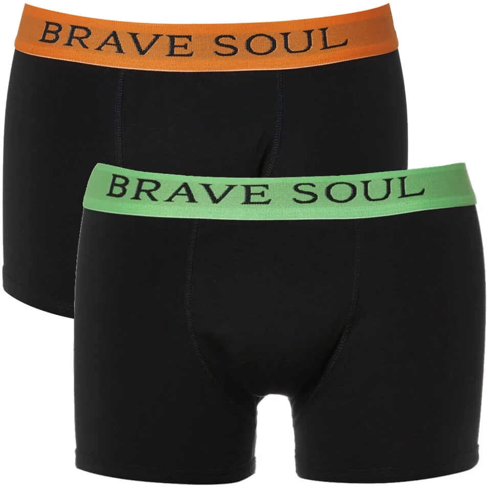 Brave Soul Men's Bruno 2-Pack Boxers - Black/Lime/Orange - S - Black/Green/Orange Image 1