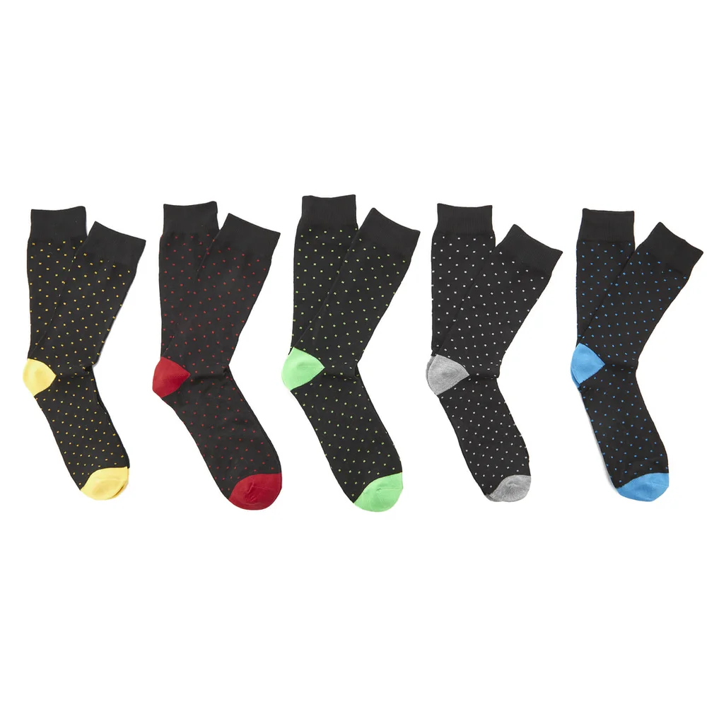 Brave Soul Men's Polkadot 5-Pack Socks - Black (UK 7-11) Image 1