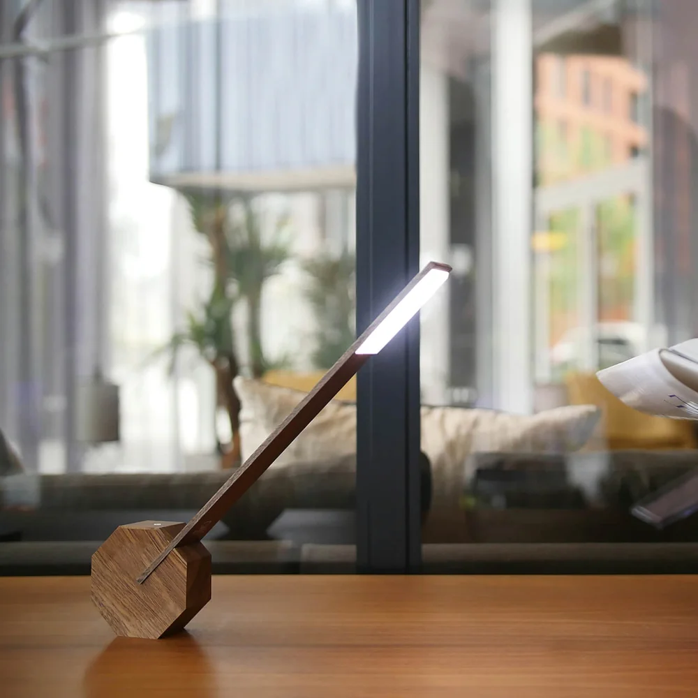 Gingko Octagon One Desk Lamp - Walnut Image 1