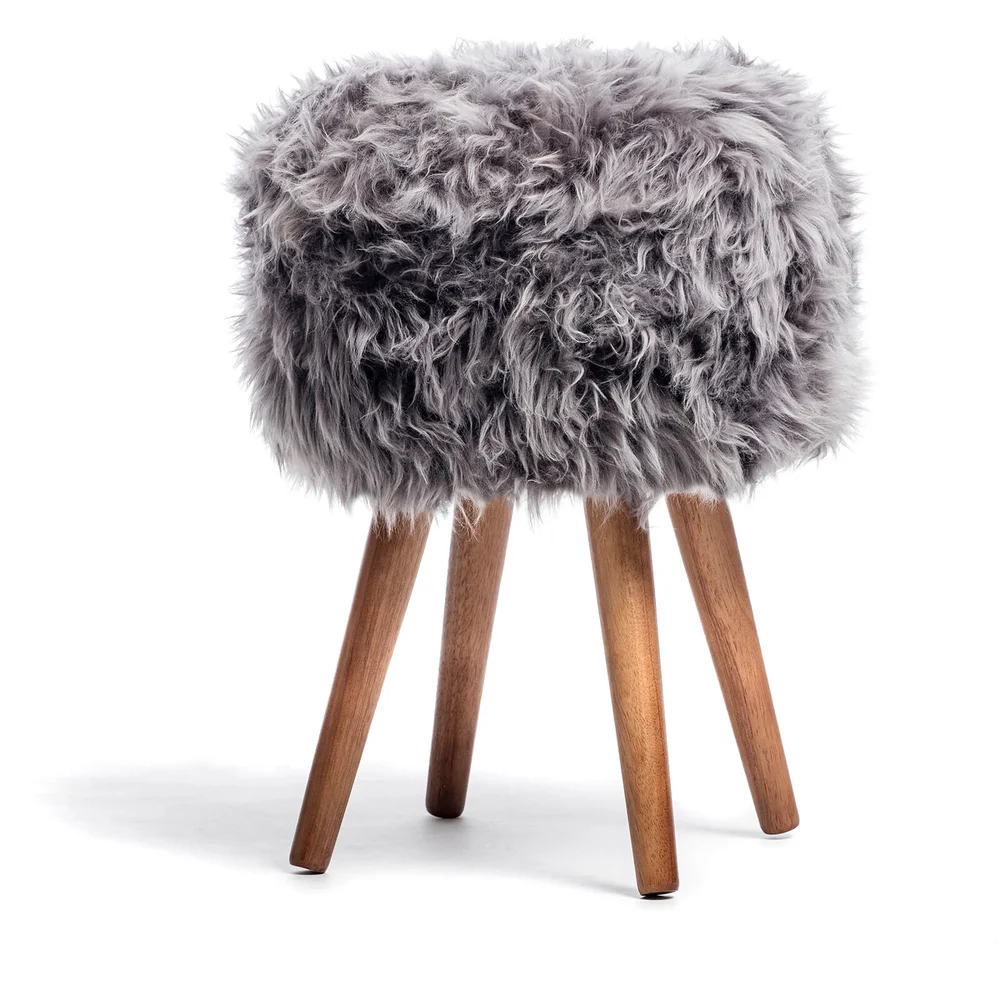 Native Natural Sheepskin Stool - Grey Image 1