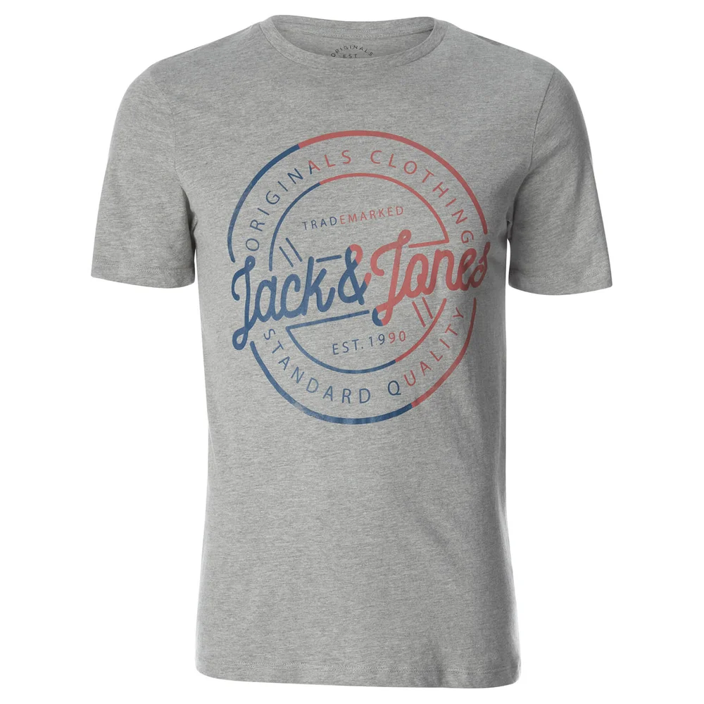 Jack & Jones Men's Originals Logo T-Shirt - Light Grey Marl - S - Grey Image 1