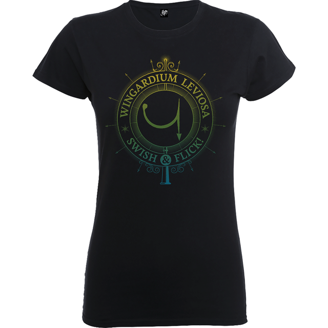 Harry Potter Wingardium Leviosa Swish And Flick Women's Black T-Shirt