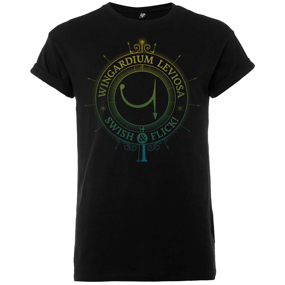Harry Potter Wingardium Leviosa Swish And Flick Men's Black T-Shirt - S Image 1