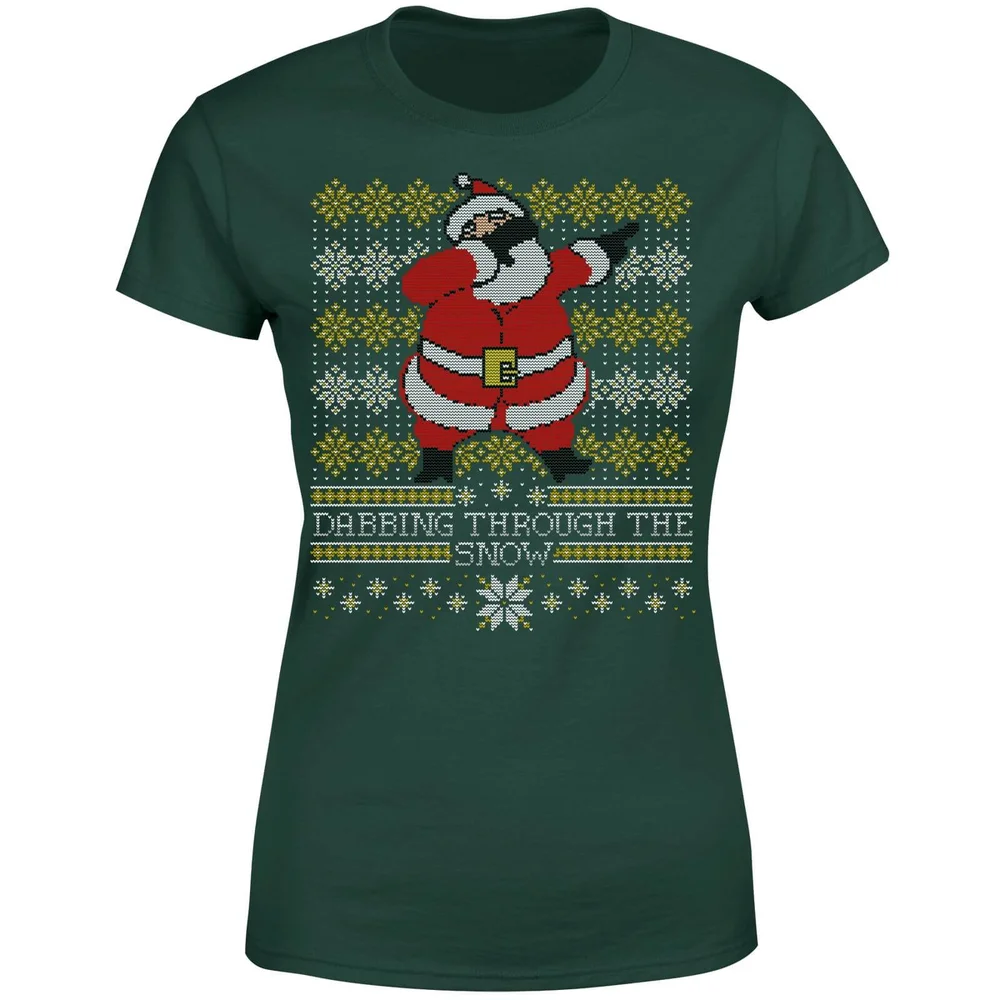 Dabbing through the snow Fair Isle Women's T-Shirt - Forest Green - S - Forest Green Image 1