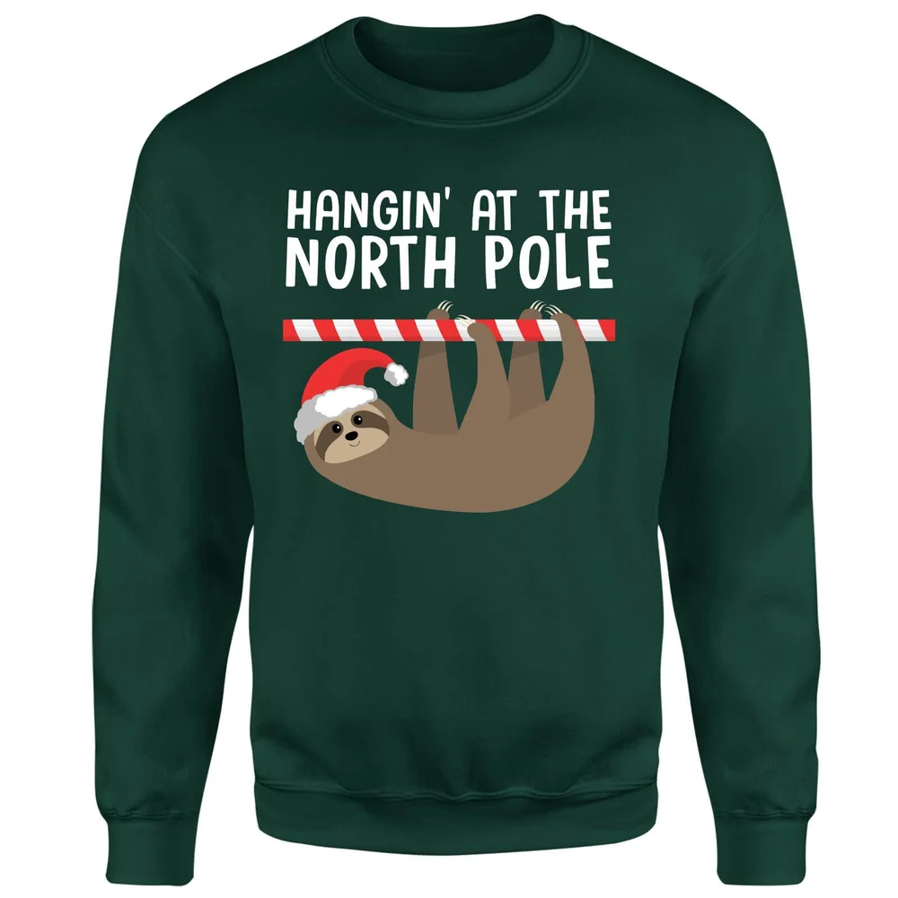 Hangin' At The North Pole Sweatshirt - Forest Green - S Image 1