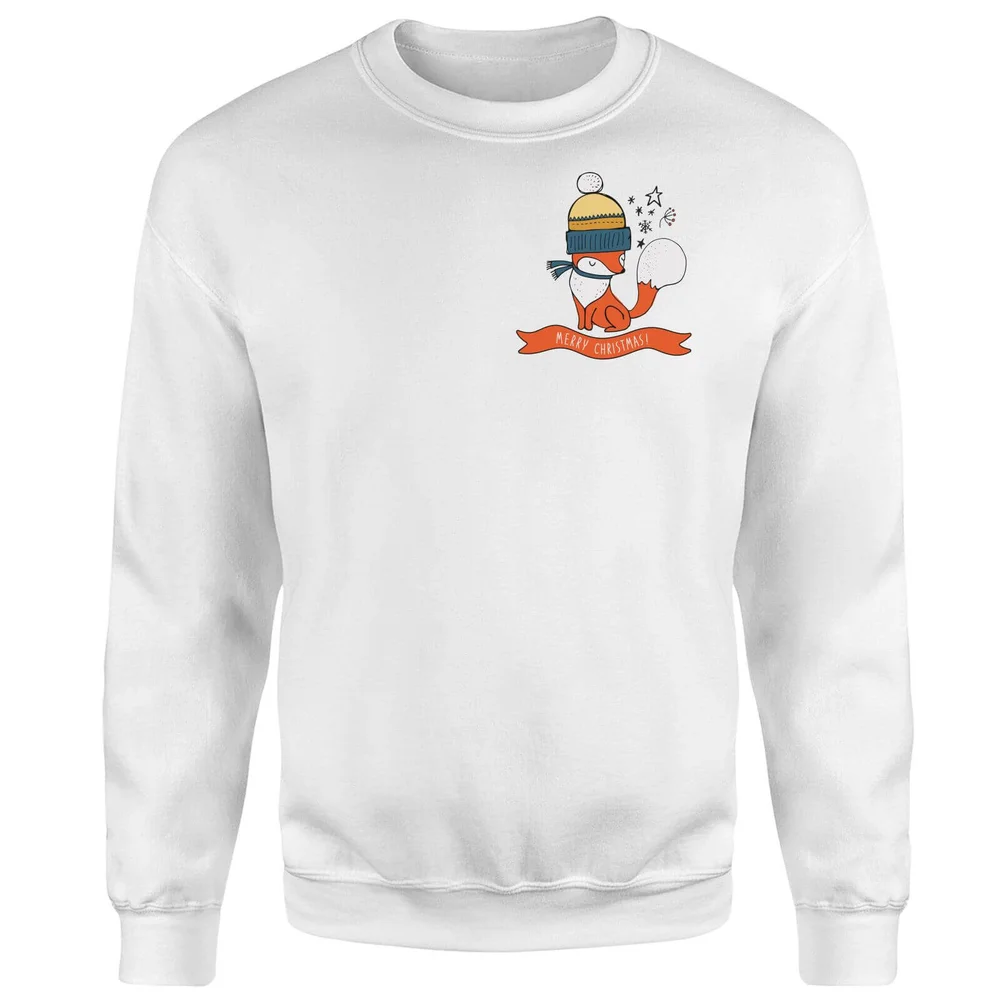 Christmas Fox Pocket Sweatshirt - White - S - White Image 1