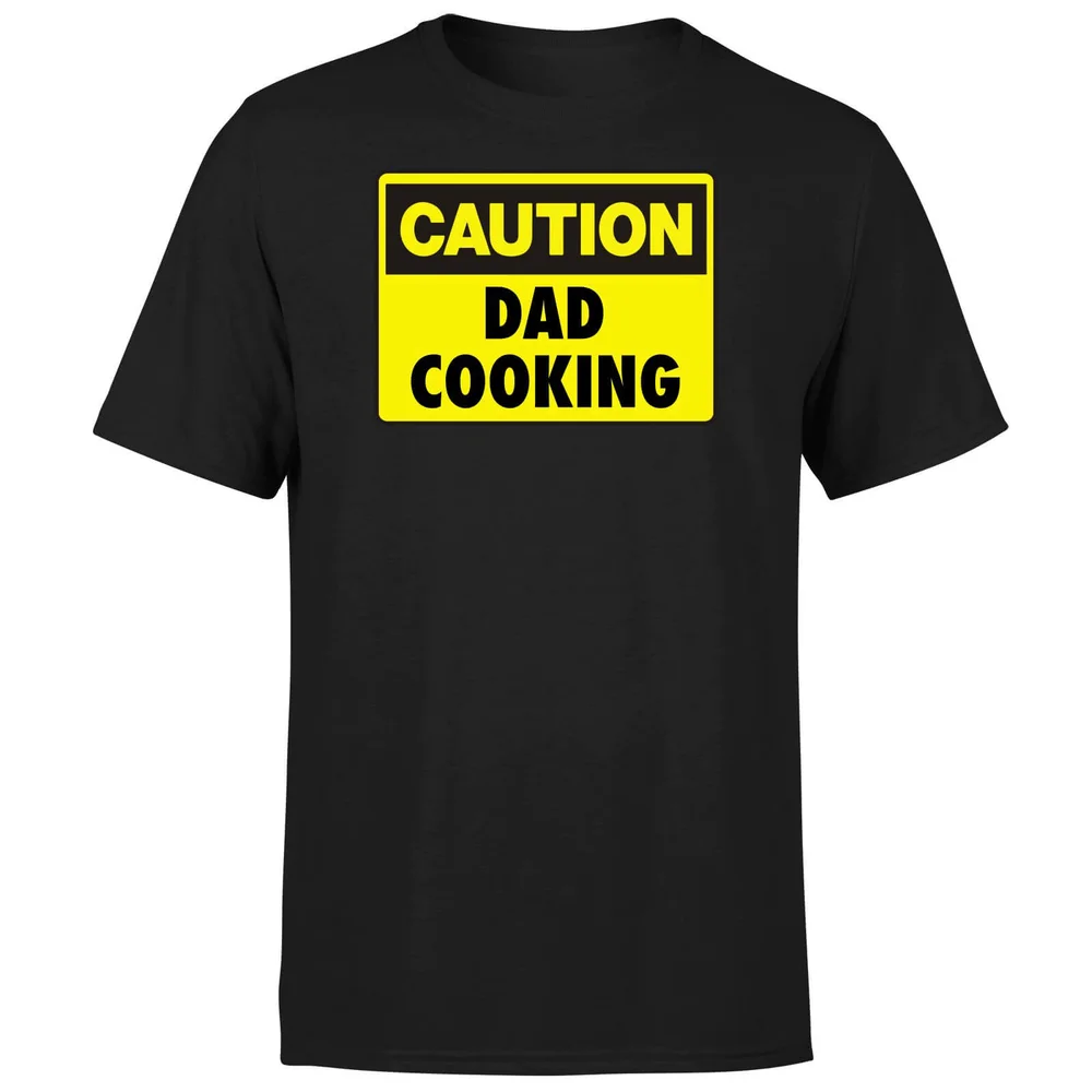 Caution Dad Cooking - Black T-Shirt - S - Black Image 1