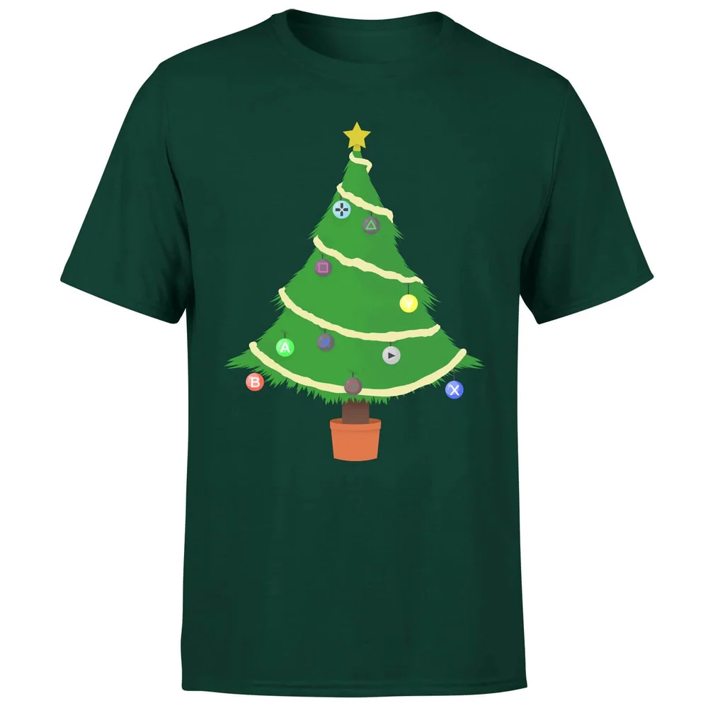Buttons Tree T-Shirt - Forest Green - S - Forest Green Image 1