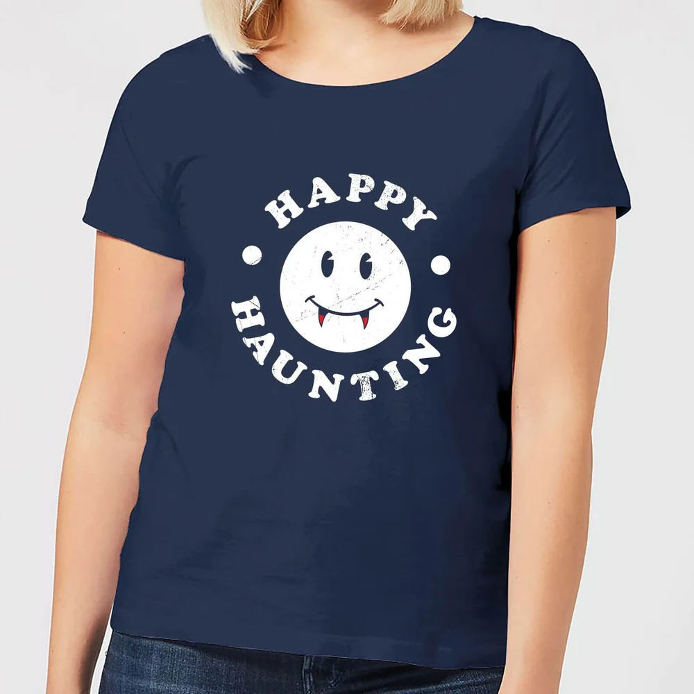 Happy Haunting Women's T-Shirt - Navy - S - Navy Image 1