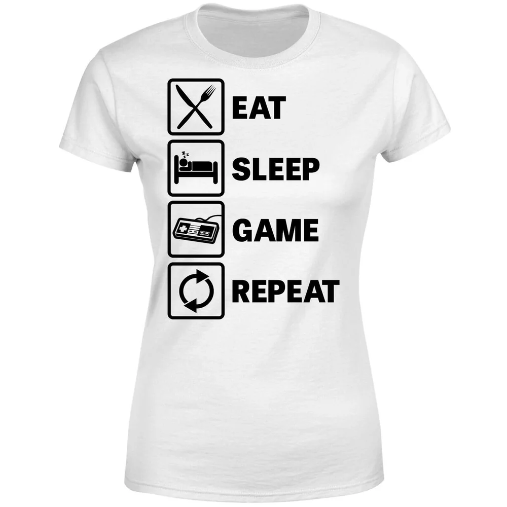 Eat Sleep Game Repeat Women's T-Shirt - White - S - White Image 1