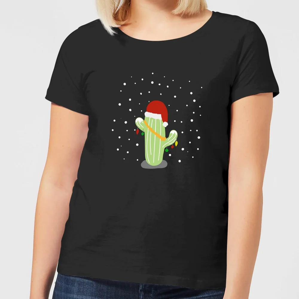 Cactus Santa Hat Women's T-Shirt - Black - 3XL Image 1