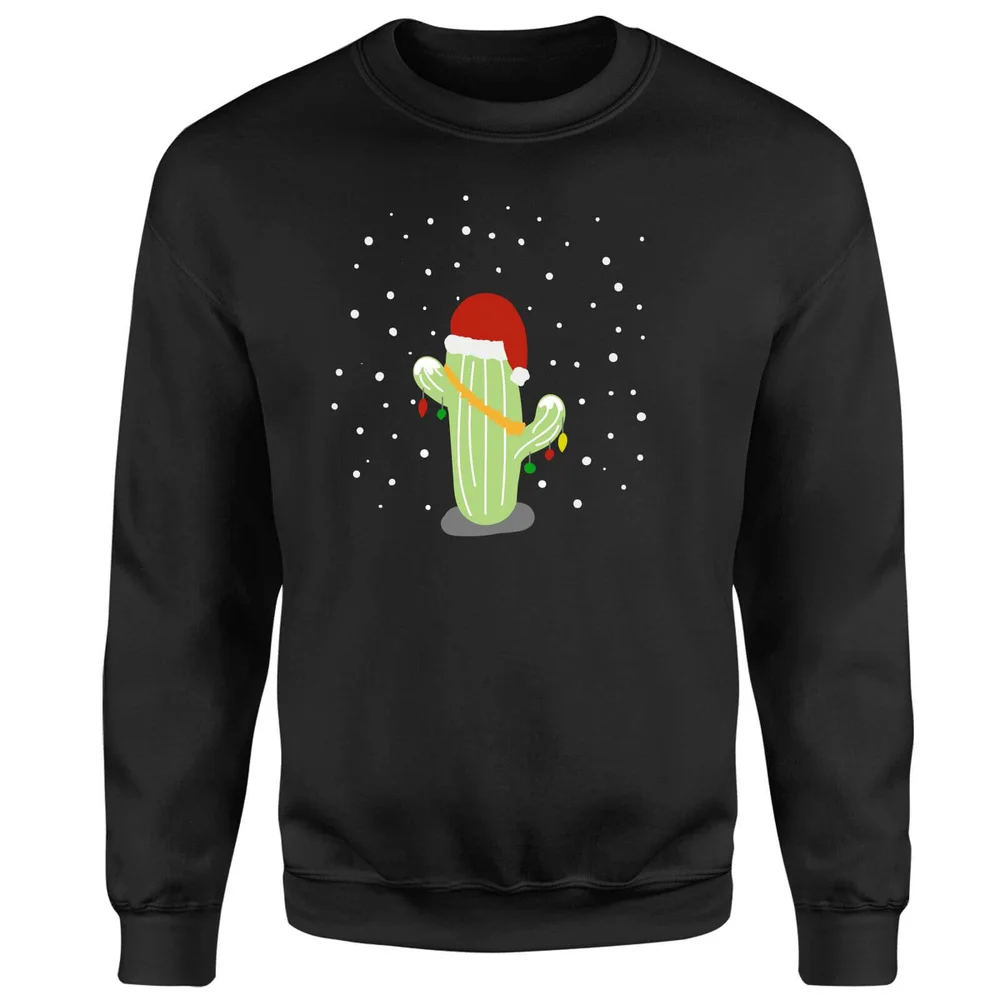 Cactus Santa Hat Sweatshirt - Black - S Image 1