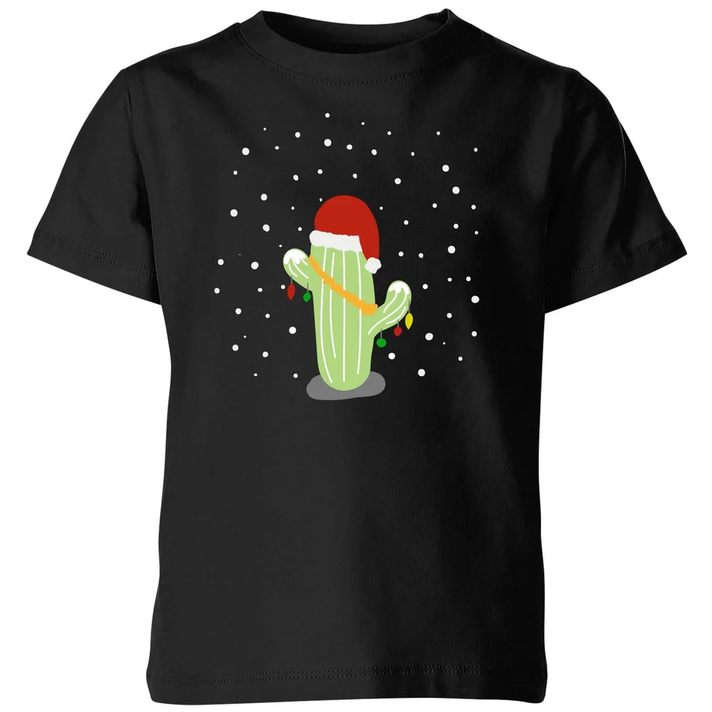 Cactus Santa Hat Kids' T-Shirt - Black - 3-4 Years - Black Image 1