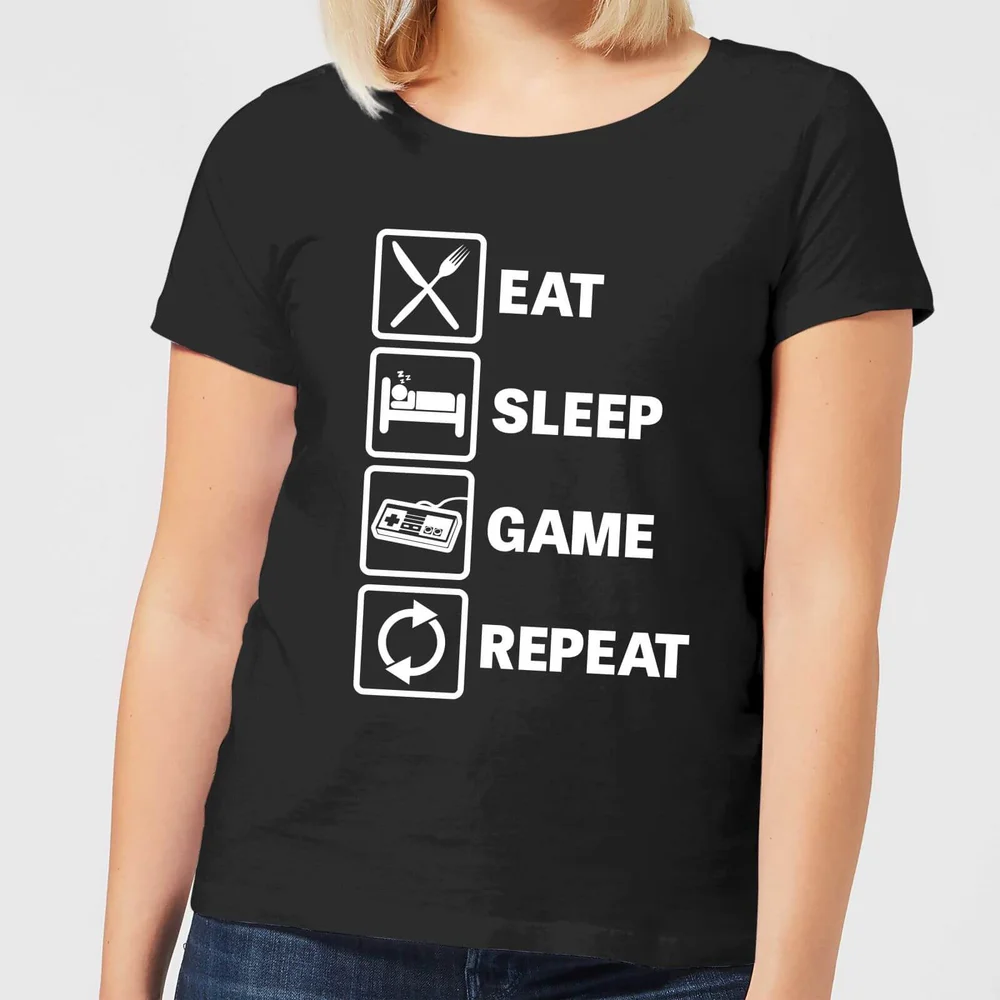 Eat Sleep Game Repeat Women's T-Shirt - Black - 3XL Image 1