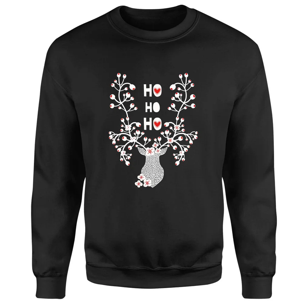 Ho Ho Ho Reindeer Sweatshirt - Black - S - Black Image 1