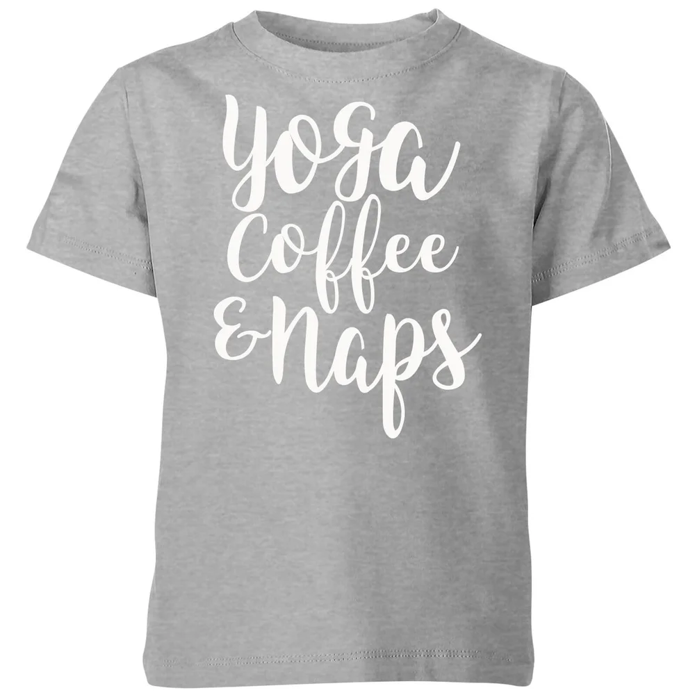 Yoga Coffee and Naps Kids' T-Shirt - Grey - 3-4 Years - Grey Image 1