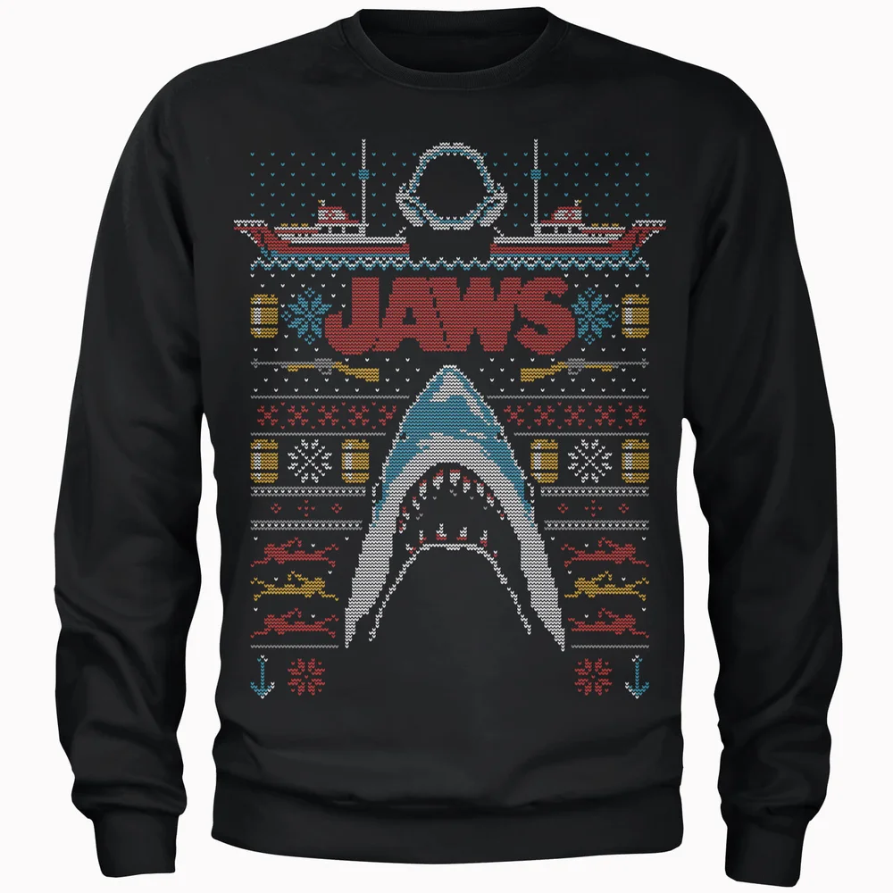 Jaws Fairisle Men's Christmas Jumper - Black - S Image 1