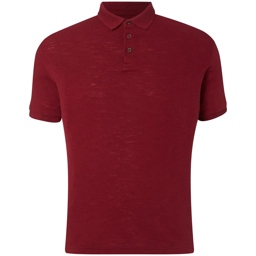 D-Struct Men's Slub Polo Shirt - Port - S - Burgundy Image 1