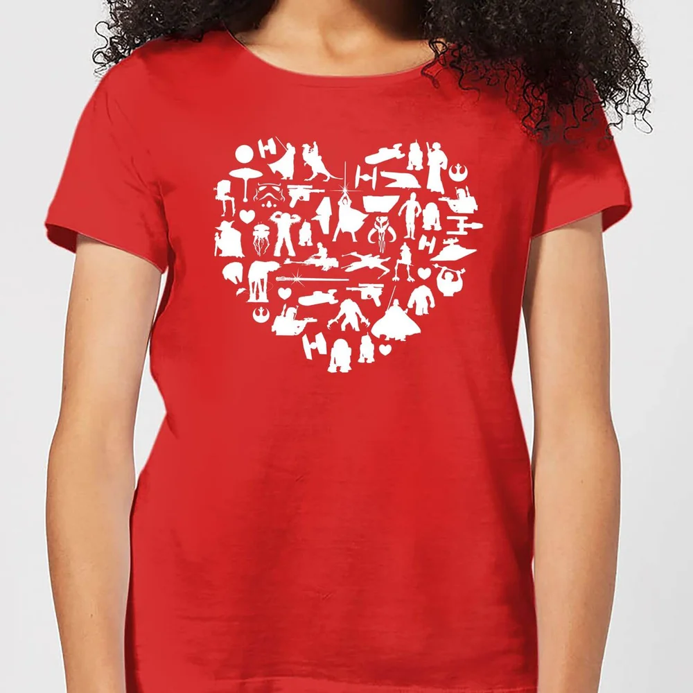 Star Wars Valentine's Heart Montage Women's T-Shirt - Red - XXL - Red Image 1