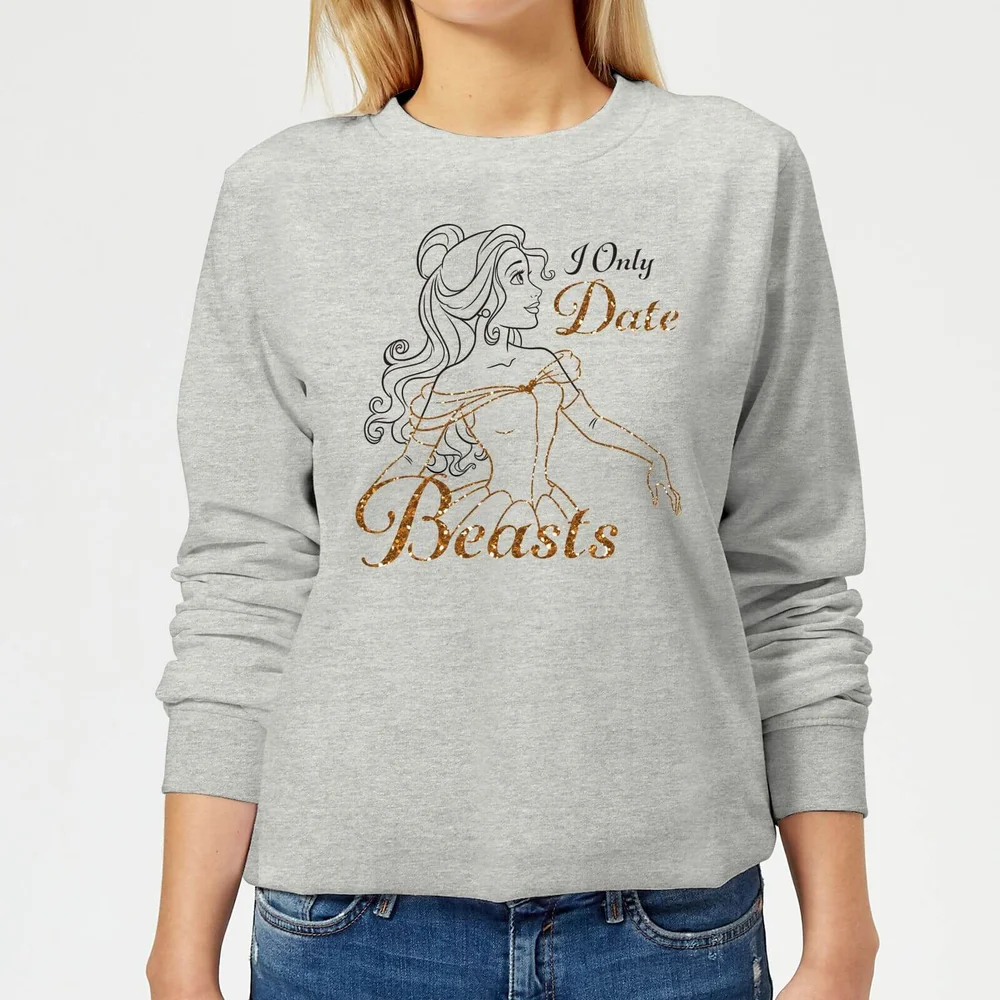 Disney Beauty And The Beast Princess Belle I Only Date Beasts Women's Sweatshirt - Grey - 3XL Image 1