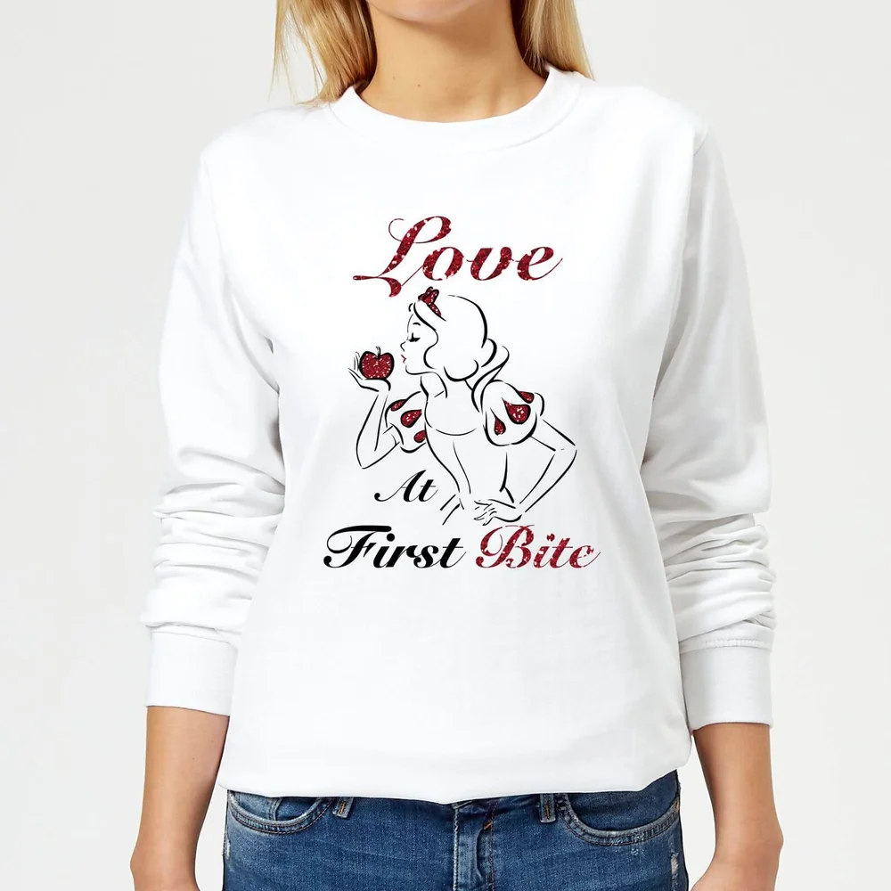 Disney Princess Snow White Love At First Bite Women's Sweatshirt - White - S Image 1