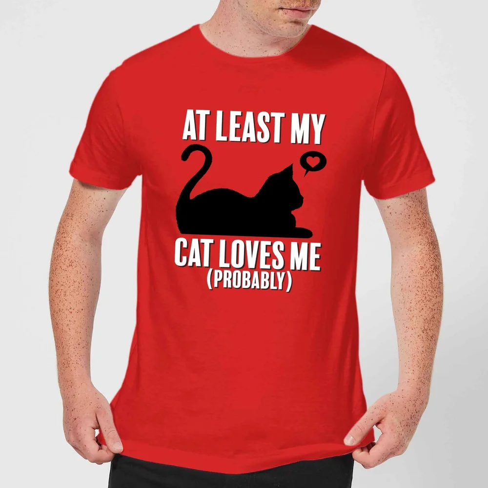 At Least My Cat Loves Me T-Shirt - Red - S - Red Image 1