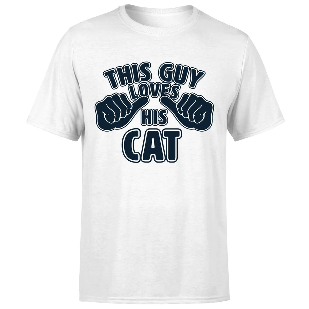 This Guy Loves His Cat T-Shirt - White - S - White Image 1