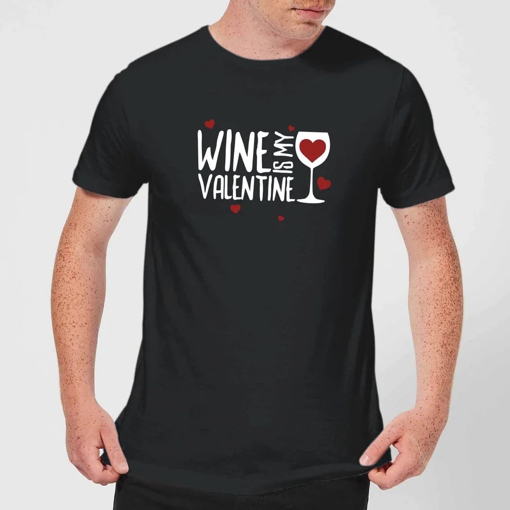 Wine Is My Valentine T-Shirt - Black - S - Black Image 1