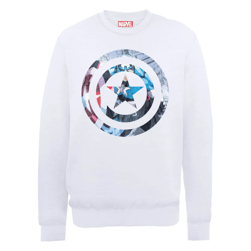 Marvel Avengers Assemble Captain America Montage Sweatshirt - White - S Image 1