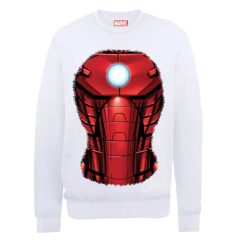 Marvel Avengers Assemble Iron Man Chest Burst Sweatshirt - White - S - White Image 1