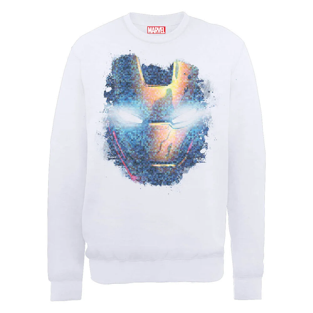 Marvel Avengers Assemble Iron Man Distressed Head Sweatshirt - White - S Image 1