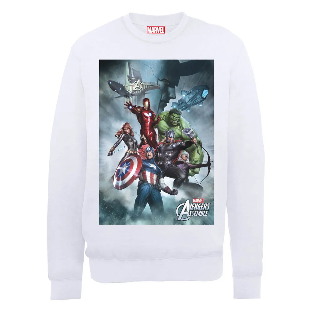 Marvel Avengers Assemble Team Montage Sweatshirt - White - S - White Image 1