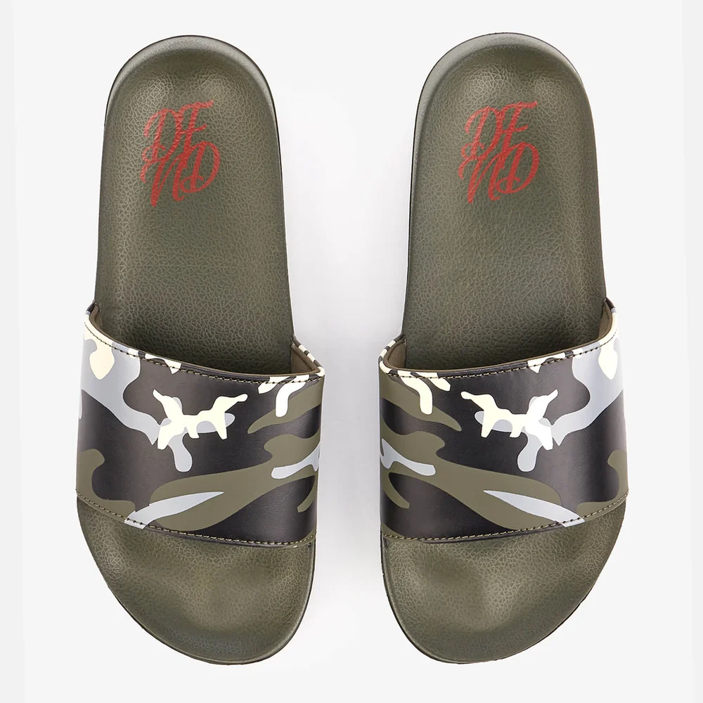DFND Men's Ealing Sliders - Khaki Camo - UK 7 - Green Image 1