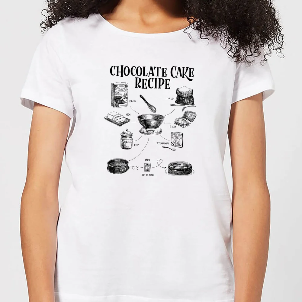 Chocolate Cake Recipe Women's T-Shirt - White - S - White Image 1