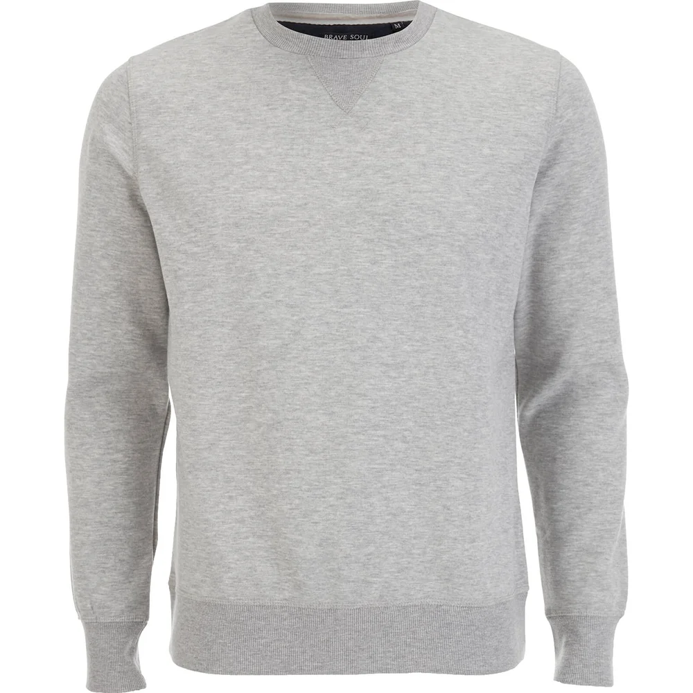 Brave Soul Men's Jones Sweatshirt - Light Grey Marl - S - Grey Image 1