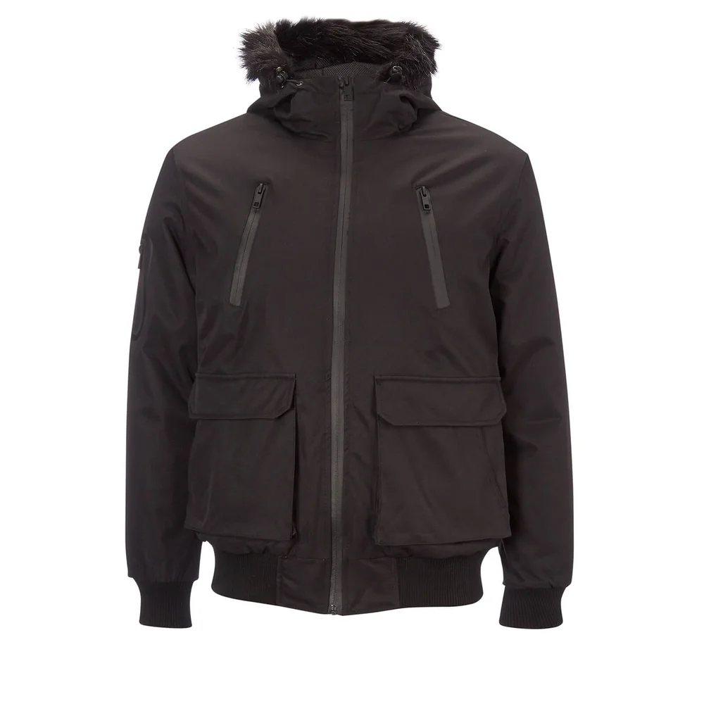 Brave Soul Men's Bradshaw Padded Bomber Jacket - Black - S - Black Image 1