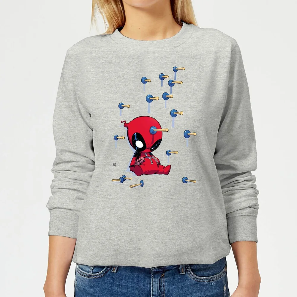 Marvel Deadpool Cartoon Knockout Women's Sweatshirt - Grey - 3XL - Grey Image 1