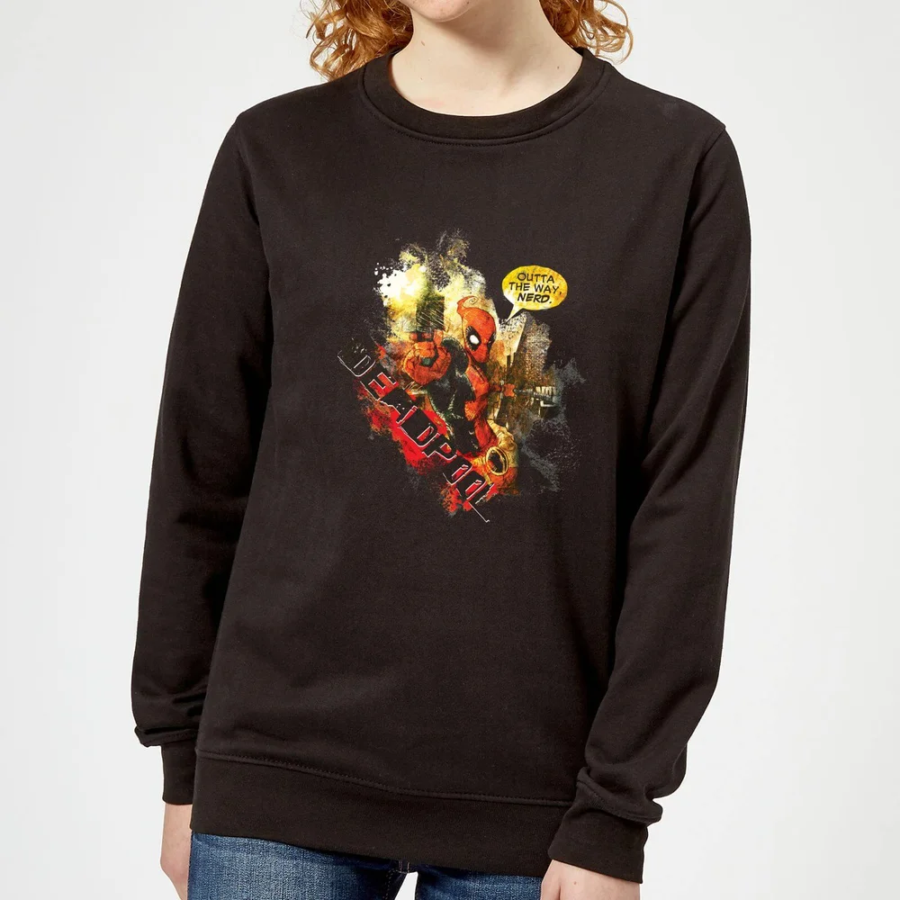 Marvel Deadpool Outta The Way Nerd Women's Sweatshirt - Black - S Image 1