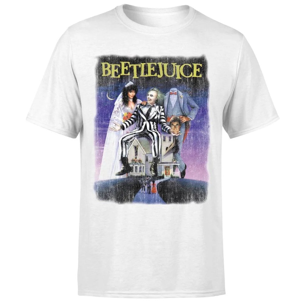 Beetlejuice Distressed Poster T-Shirt - White - S Image 1