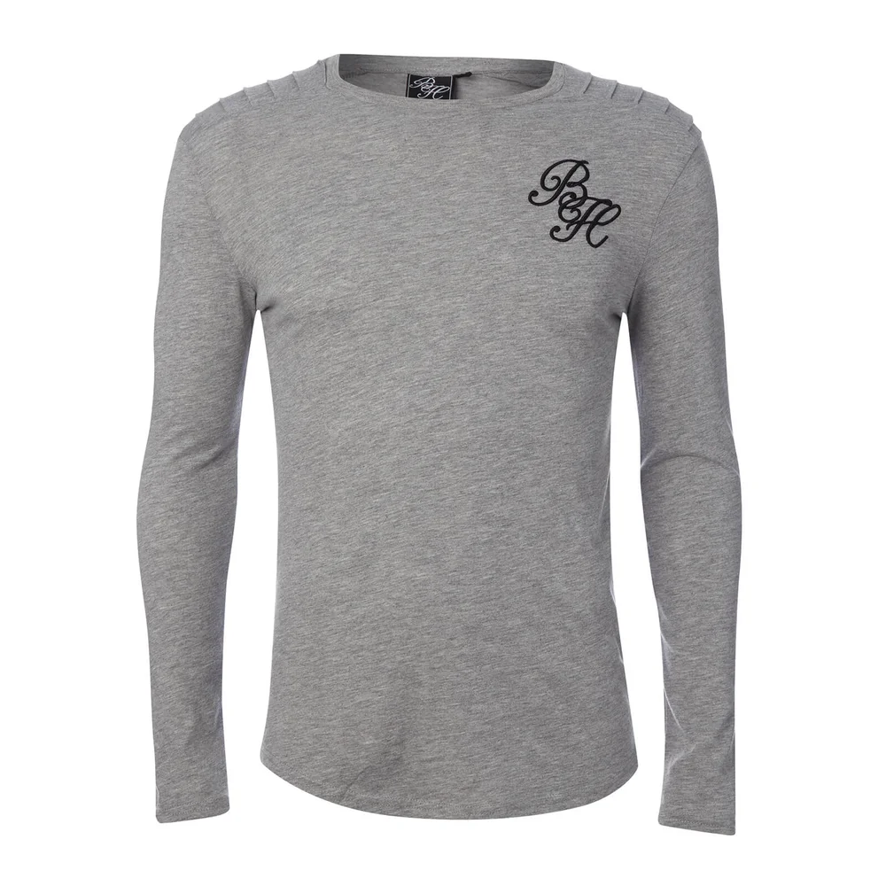 Beck & Hersey Men's Rib Panel Fleck Long Sleeve T-Shirt - Light Grey Marl - S - Grey Image 1