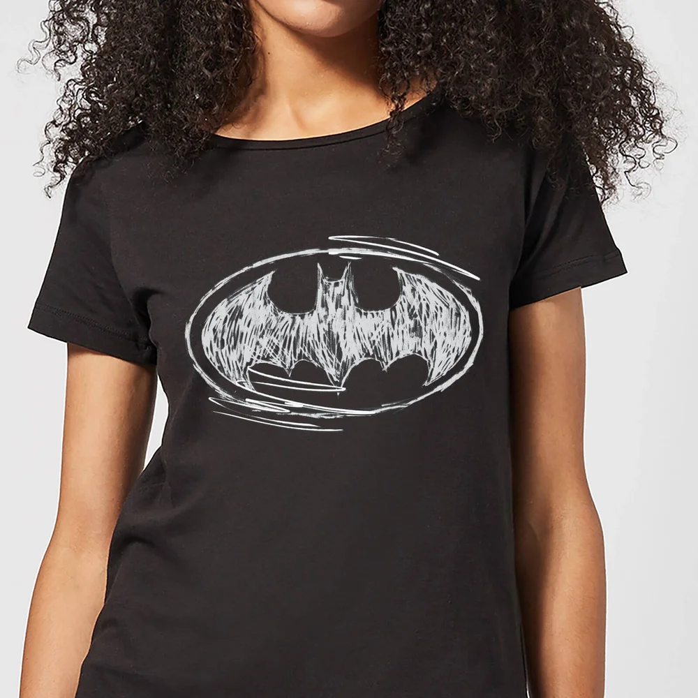 DC Comics Batman Sketch Logo Women's T-Shirt - Black - S Image 1