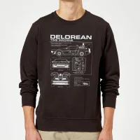 Back To The Future DeLorean Schematic Sweatshirt - Black - undefined undefined