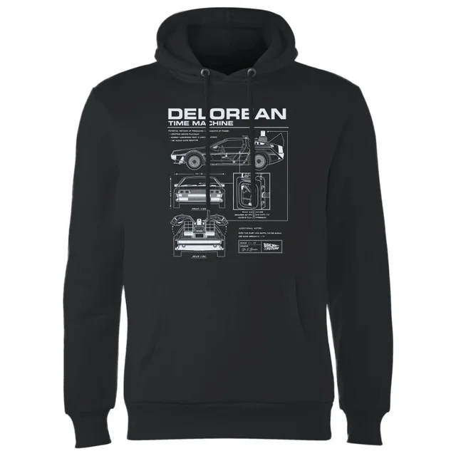 Back To The Future DeLorean Schematic Hoodie - Black