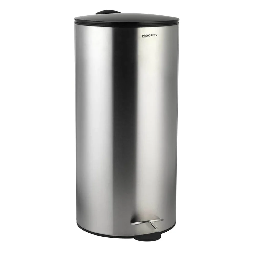 Progress Round Stainless Steel 30L Pedal Bin - Black Image 1