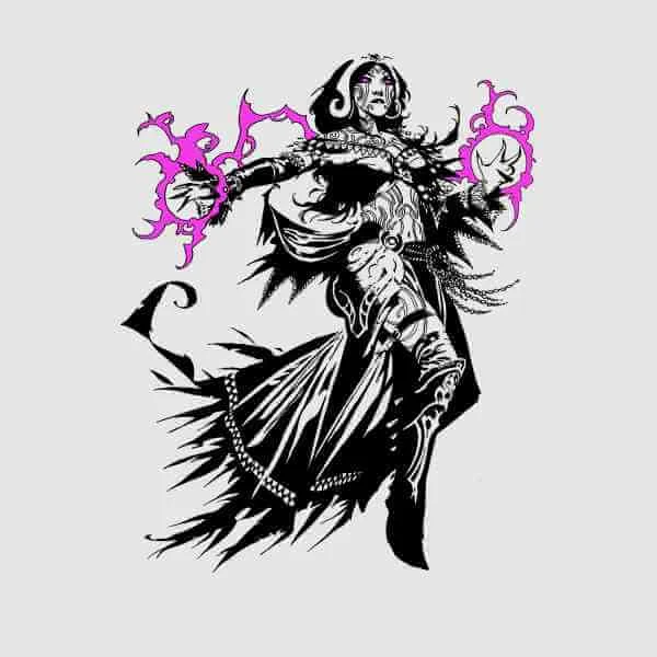 Magic The Gathering Liliana Character Art T-Shirt - Grey