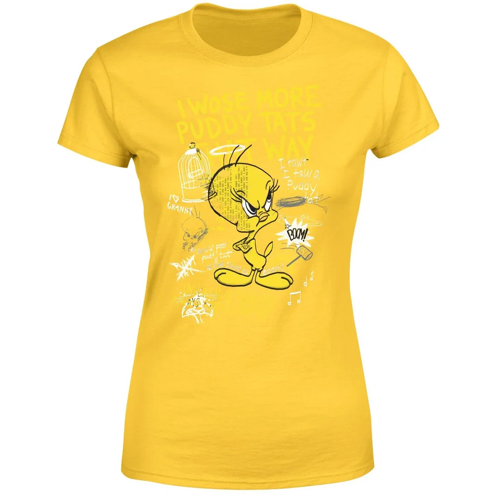 Looney Tunes Tweety Pie More Puddy Tats Women's T-Shirt - Yellow - M Image 1