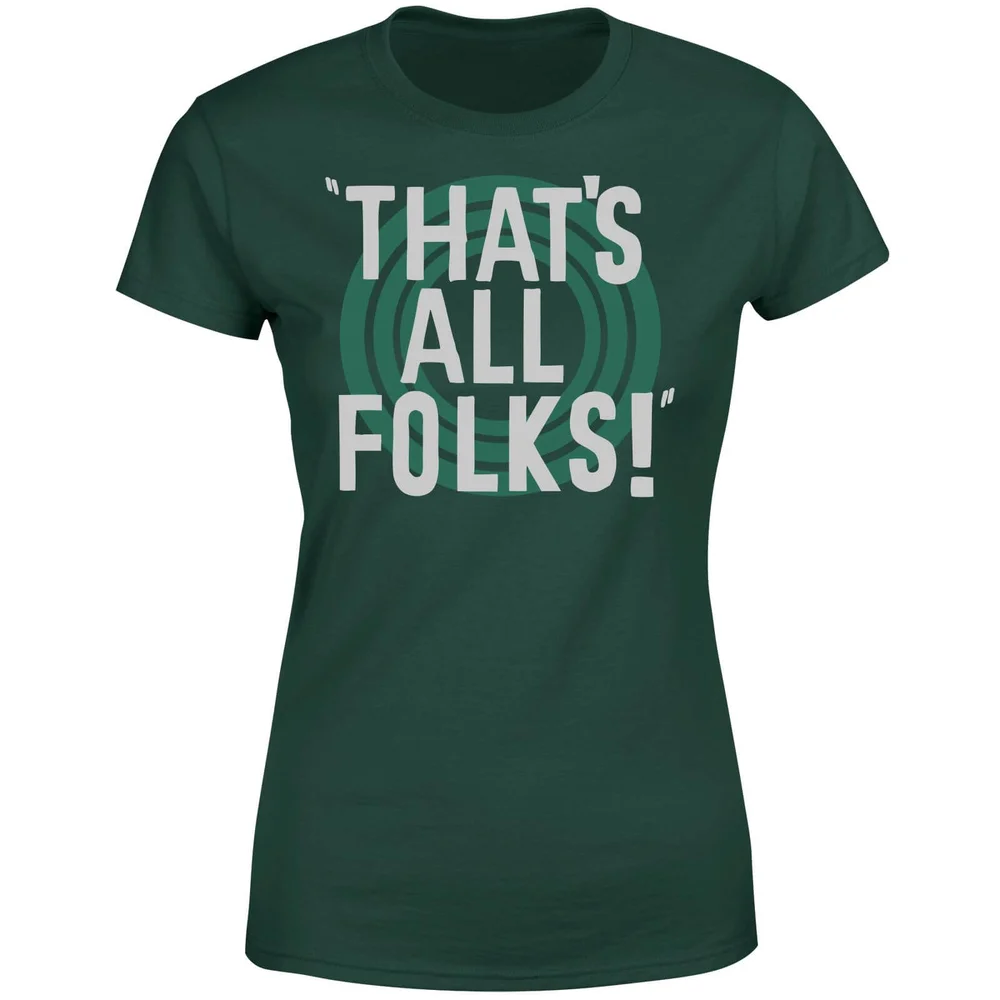 Looney Tunes That's All Folks Women's T-Shirt - Forest Green - S Image 1